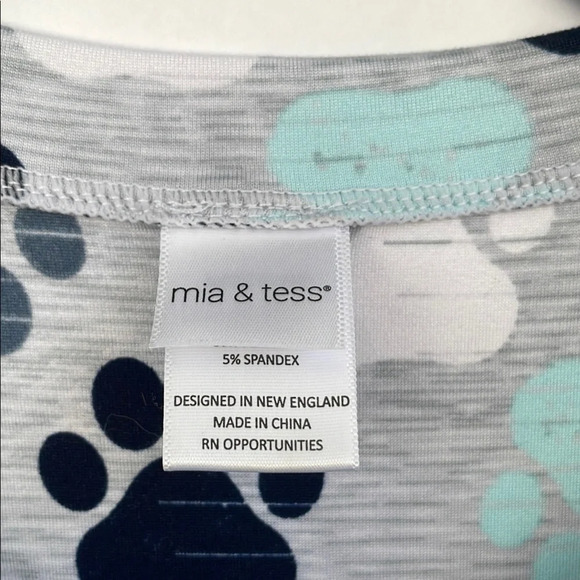 Mia & Tess Paw Print Women's Pajama Nightgown Gray and Blue Medium - Picture 3 of 9